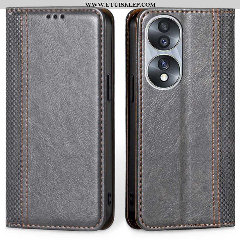 Etui Na Telefon do Honor 70 Etui Folio Skórzane Szwy Liczi